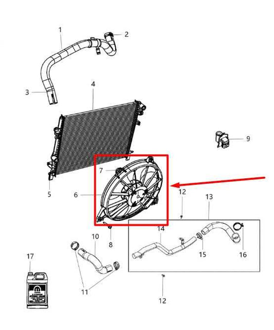 2009-2020 Dodge Journey Radiator Cooling Fan Motor Assembly 68102116AA OEM - Alshned Auto Parts