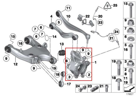 2010-2015 BMW 750Li xDrive Rear Left Driver Side Spindle Knuckle Hub 33326796497 - Alshned Auto Parts