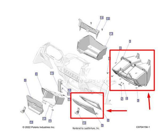 2023 Polaris RZR XP 1000 Dashboard Glove Box Storage Compartment 5439796 OEM - Alshned Auto Parts