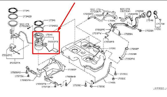 2009-2014 Nissan Murano 3.5L Fuel Pump Assembly 17040-1AA0B OEM - Alshned Auto Parts