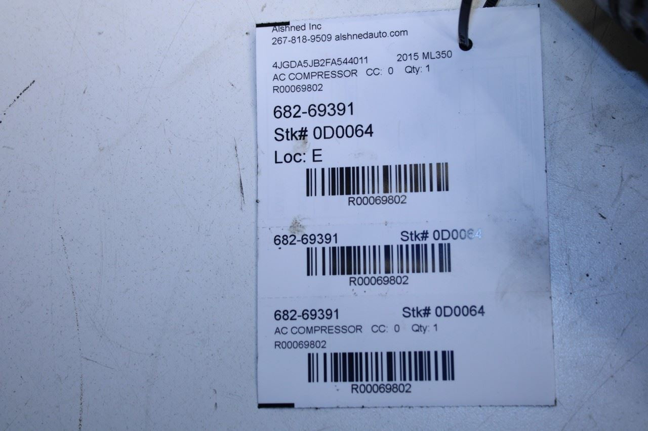 2014-2015 Mercedes-Benz ML350 3.5L AC Air Conditioner Compressor 000-830-51-00 - Alshned Auto Parts