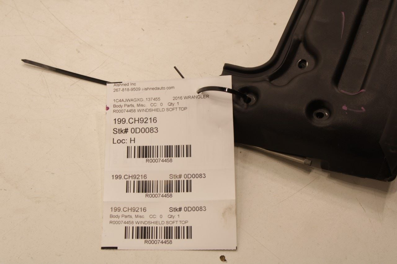 2011-2018 Jeep Wrangler Sport 2dr 3.6L 4WD Front Soft Top Header Channel Panel - Alshned Auto Parts