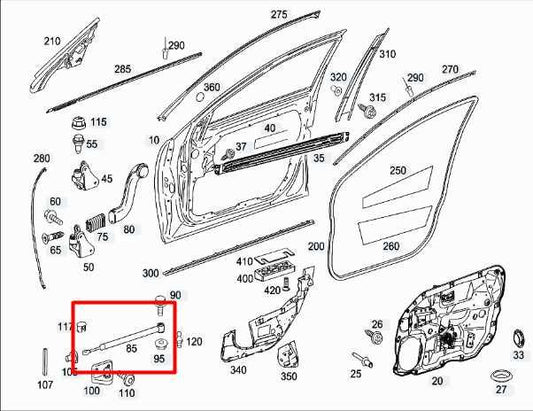 07-11 Mercedes-Benz S550 Front RH or LH Door Check Strap Shock Strut 2217200716 - Alshned Auto Parts