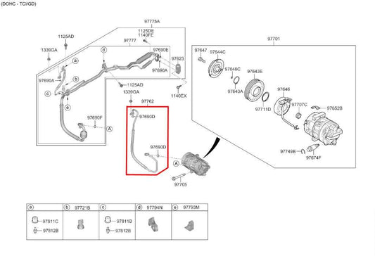 2021-23 Kia Sorento X-Line SX Prestige 2.5L AC Conditioning Discharge Hose Pipe - Alshned Auto Parts