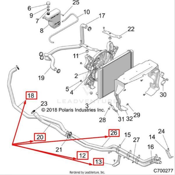 2021-2024 Polaris RZR XP 1000 Engine Coolant Hose Lines 5414530 OEM - Alshned Auto Parts