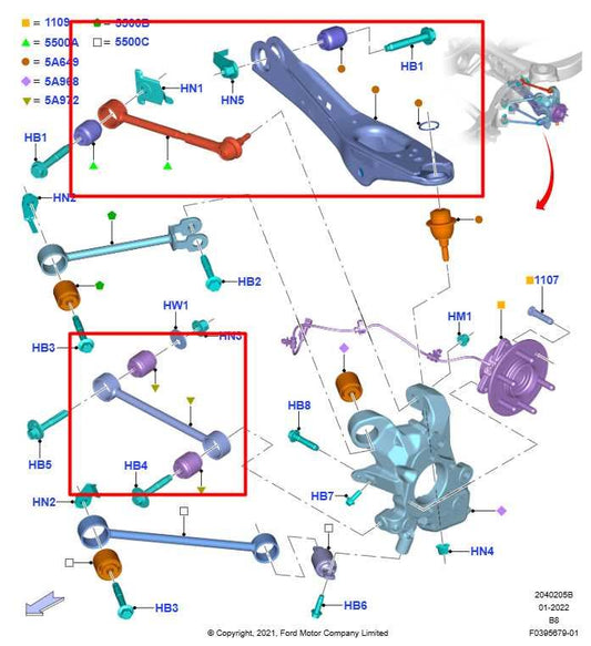 22-24 Ford Expedition MAX XLT 4WD Rear LH Lower and Upper Control Arm Set *ReaD* - Alshned Auto Parts