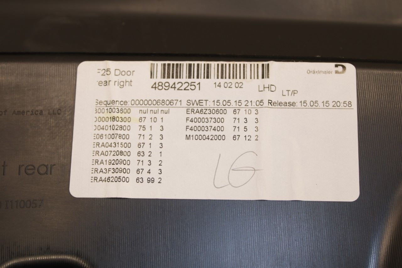 2011-2017 BMW X3 xDrive28i Rear Right Side Door Trim Panel 51427279930 OEM *ReaD - Alshned Auto Parts
