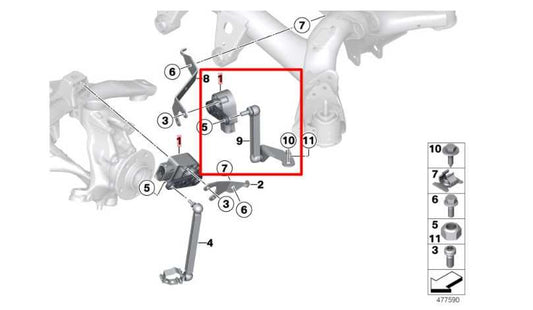 15-16 BMW 435i Gran Coupe Rear LH Headlight Height Level Sensor 37146870000 OEM - Alshned Auto Parts
