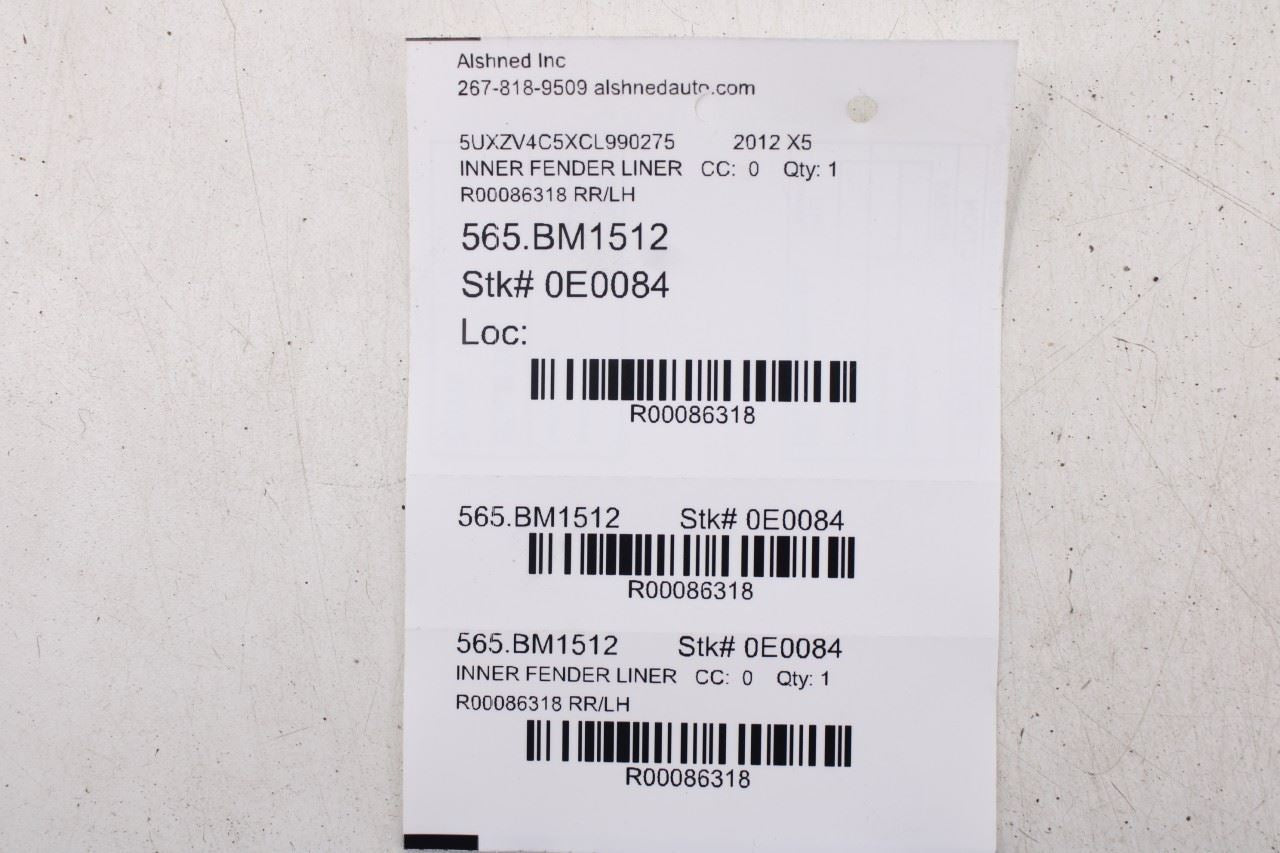 2007-2013 BMW X5 Xdrive35I Rear Left Driver Side Wheelhouse Liner Splash Shield - Alshned Auto Parts