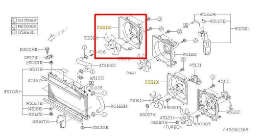 07-14 Subaru Outback Right Side Condenser Cooling Fan Motor Assembly 73313AG02C - Alshned Auto Parts
