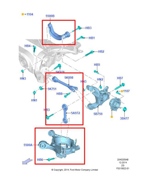 2015-23 Ford Mustang GT RWD Rear Right Side Lower and Upper Control Arm Set of 4 - Alshned Auto Parts