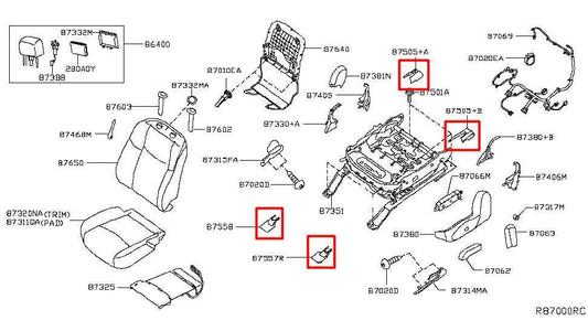 2014-20 Infiniti QX60 3.5L Front Seat Driver Left Side Track Cover Trim Set of 4 - Alshned Auto Parts