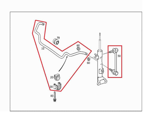 2006-09 Mercedes-Benz CLK350 RWD Front Stabilizer Sway Anti-Roll Bar 2033234265 - Alshned Auto Parts