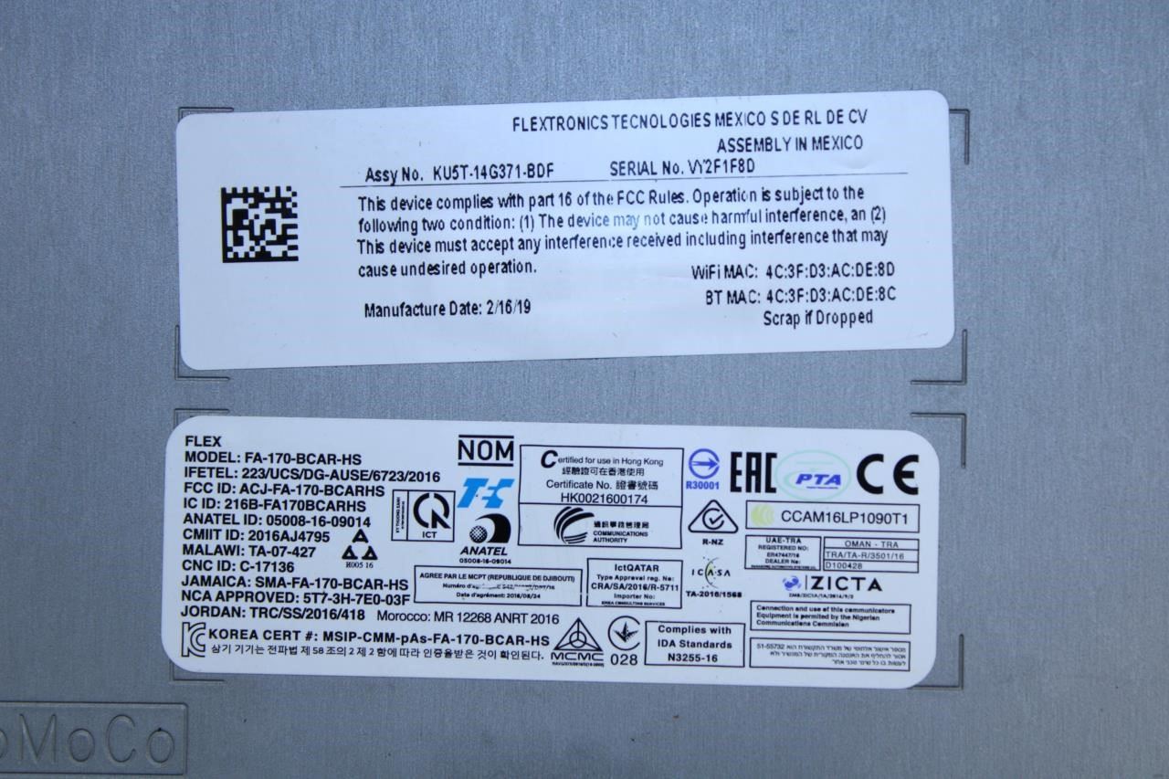 2019 Ford F150 XL Sync 3 APIM Communication Control Module KL3T-14G370-PBH OEM - Alshned Auto Parts