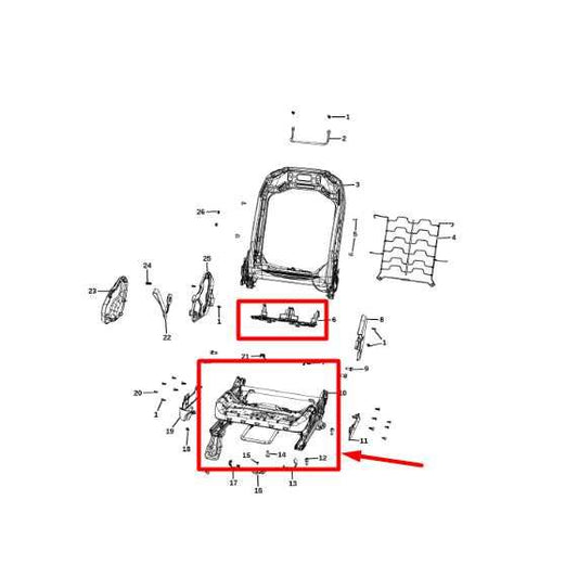 2020-2024 Jeep Gladiator Front Right Side Seat Lower Track Frame 68276600AF OEM - Alshned Auto Parts