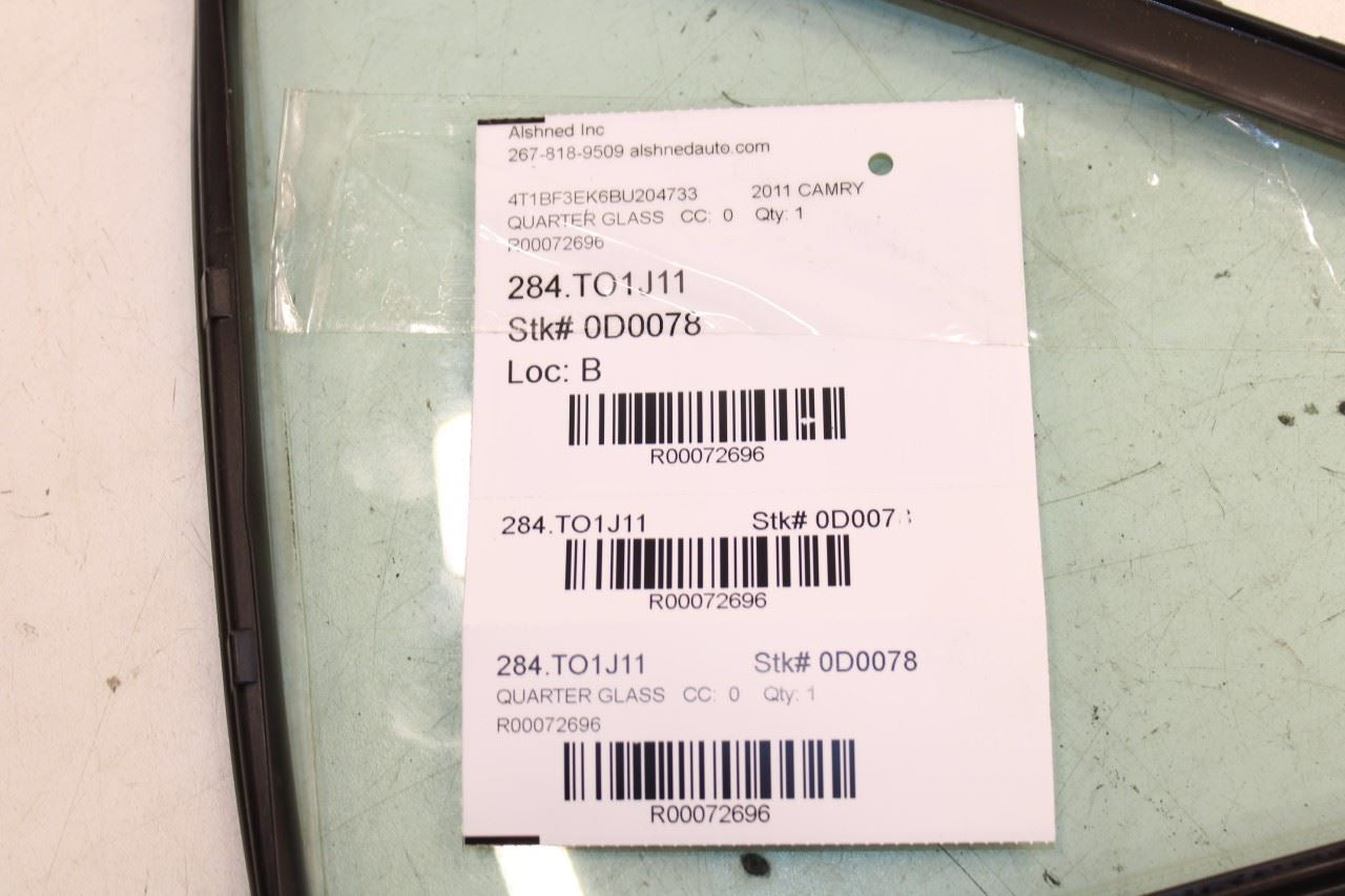 2007-2011 Toyota Camry LE Rear Right Side Door Quarter Window Glass 68123-06050 - Alshned Auto Parts