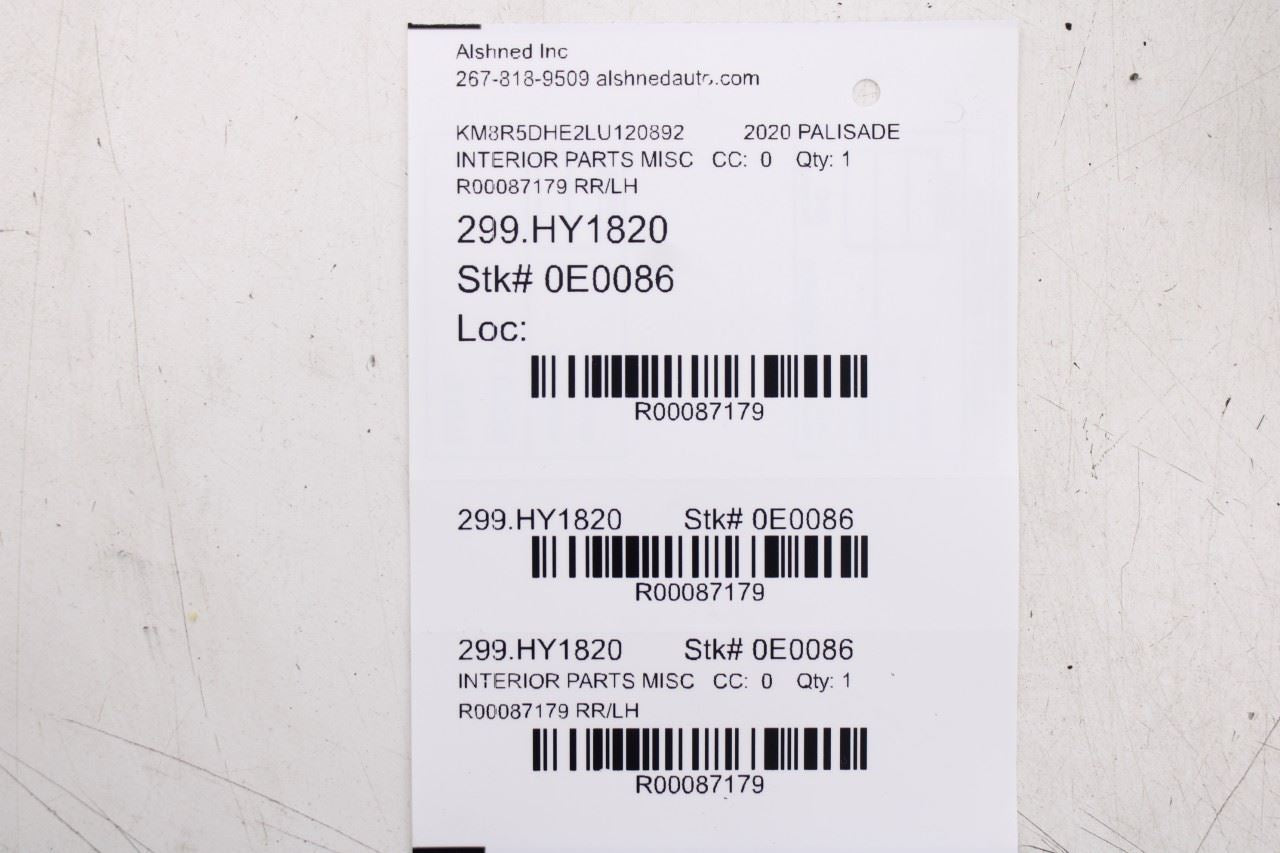 2020-26 Hyundai Palisade Limited AWD Rear LH Quarter C-Pillar Trim 85850S8230NNB - Alshned Auto Parts
