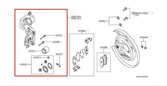 13-20 Nissan Pathfinder SV Rear Left Driver Side Brake Disc Caliper 44011-1AA0A - Alshned Auto Parts