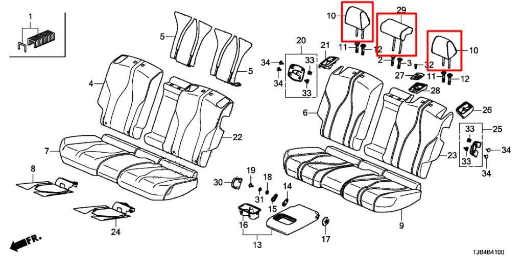 19-24 Acura RDX SH-AWD Rear Right Left Side and Center 2nd Row Seat Headrest Set - Alshned Auto Parts