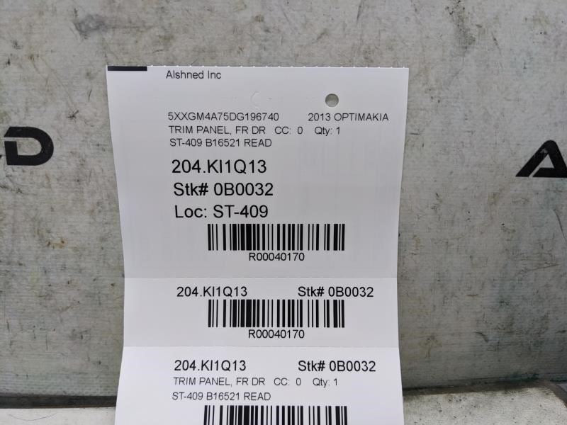 2011-2013 Kia Optima LX Front Left Side Door Trim Panel 82370-2T000 OEM *ReaD* - Alshned Auto Parts