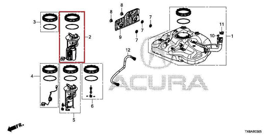 16-19 Acura ILX Technology A-Spec 2.4L In Tank Fuel Pump Assembly 17045-TV9-A00 - Alshned Auto Parts