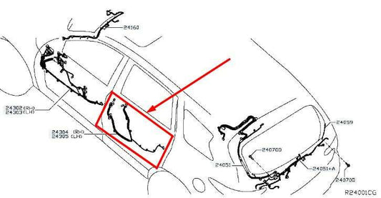 2014-2019 Infiniti QX60 Rear Left Driver Door Wire Harness 24127-3JA1A OEM - Alshned Auto Parts