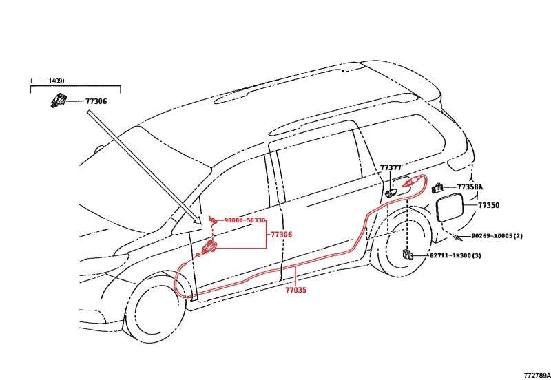 2015-20 Toyota Sienna Fuel Tank Door Lid Opener Cable w/ Handle 77035-08020 OEM - Alshned Auto Parts