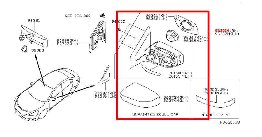 2015-2019 Nissan Sentra SV Passenger Right Side Rear View Mirror 96301-3YU1F OEM - Alshned Auto Parts