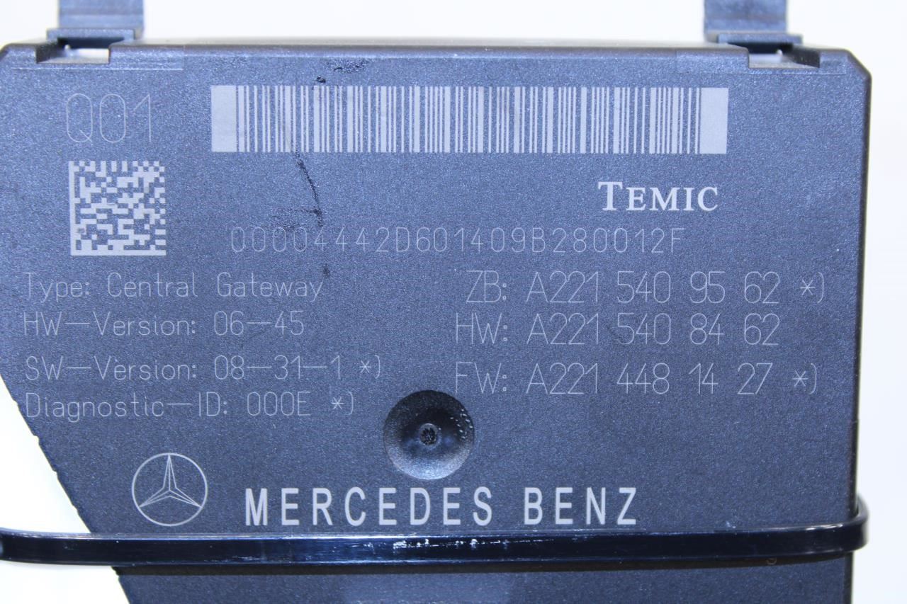 07-2013 Mercedes-Benz S550 Central Gateway Computer Control Module 221-540-95-62 - Alshned Auto Parts