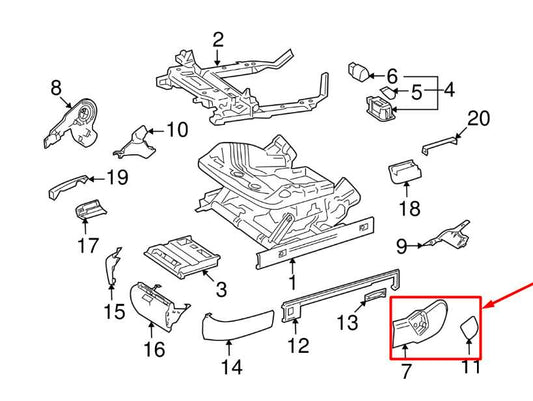 07-13 Mercedes-Benz S550 Front Right Seat Belt Recline Trim Cover 221-910-18-54 - Alshned Auto Parts