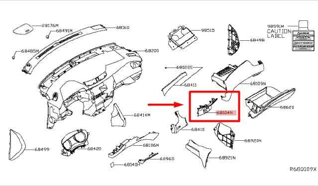 14-17 Nissan Rogue Dash Center Lower Trim Panel w/ Power Outlet 68104-4BA0A OEM - Alshned Auto Parts