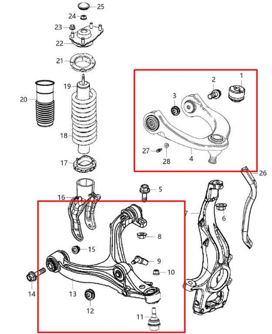 11-15 Dodge Durango SXT 3.6L AWD Front Left Side Lower and Upper Control Arm Set - Alshned Auto Parts