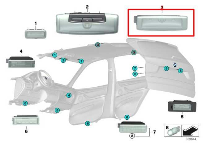 14-18 BMW X5 xDrive35i Rear RH and LH Interior Roof Dome Reading Light Lamp Set - Alshned Auto Parts