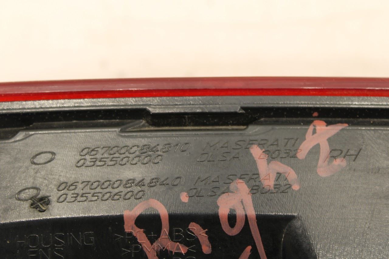 2014-20 Maserati Ghibli S Q4 Rear Right Passenger Side Tail Light Lamp 670107148 - Alshned Auto Parts