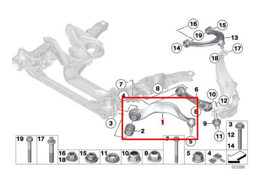 2010-2015 BMW 750i xDrive AWD Front Suspension RH and LH Lower Control Arm Pair - Alshned Auto Parts