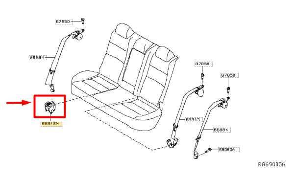 2019-2022 Nissan Altima Rear Center Right Side Seat Belt Buckle 88842-6CA0A OEM - Alshned Auto Parts