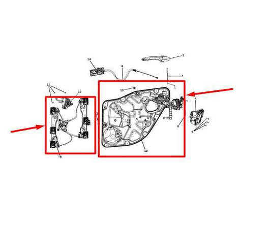 17-24 Dodge Durango RR LH Door Window Regulator w/ Carrier 68231077AA OEM *ReaD* - Alshned Auto Parts