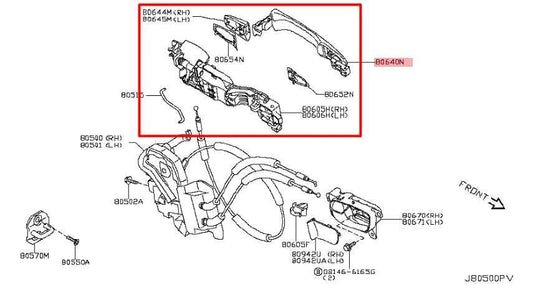 2015-2017 Infiniti QX50 3.7L AWD Front Door Passenger Right Side Exterior Handle - Alshned Auto Parts