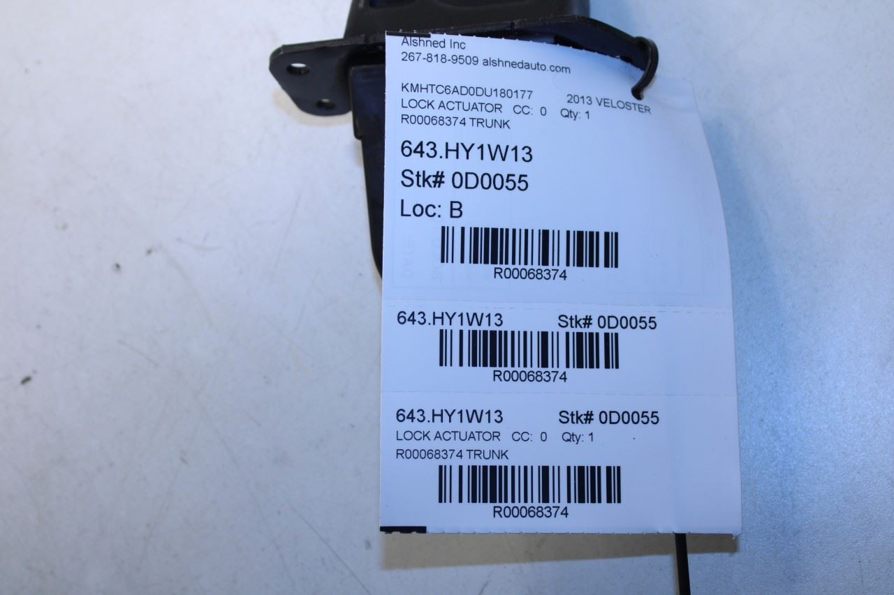 2011-2017 Hyundai Veloster Base Rear Trunk Lid Latch Lock Actuator 81230-2V000 - Alshned Auto Parts