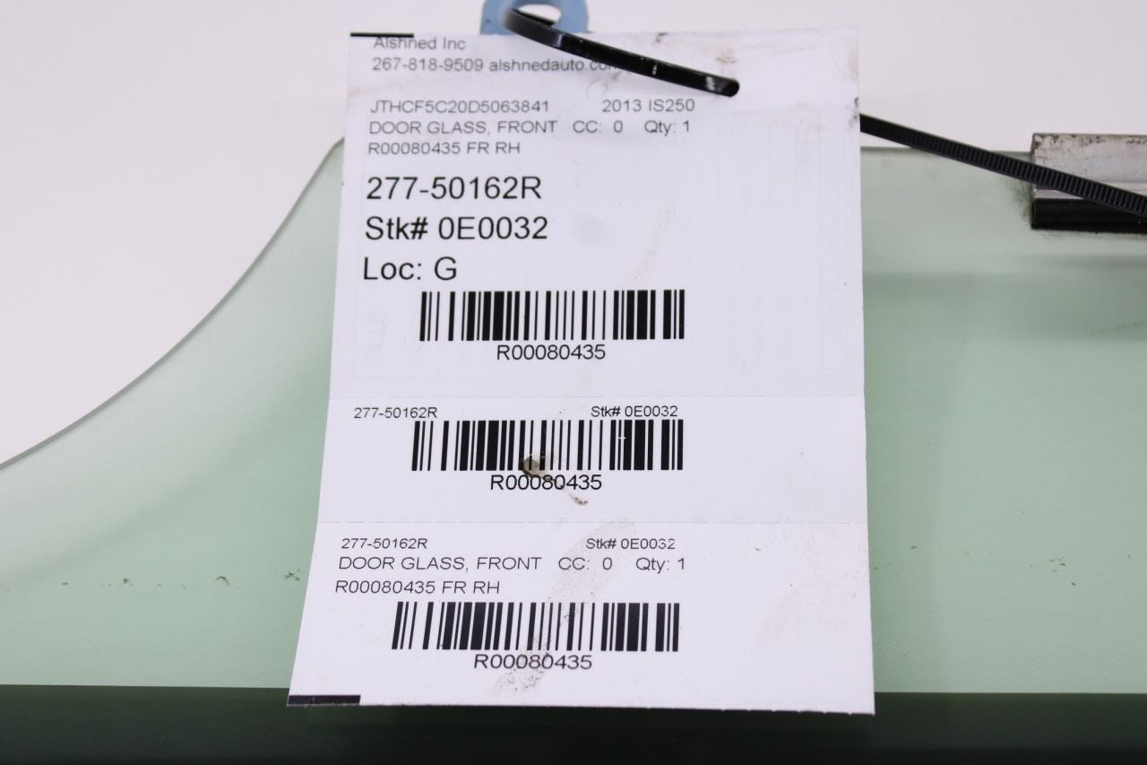 06-2013 Lexus IS250 Front Right Passenger Side Door Window Glass 68101-53053 OEM - Alshned Auto Parts