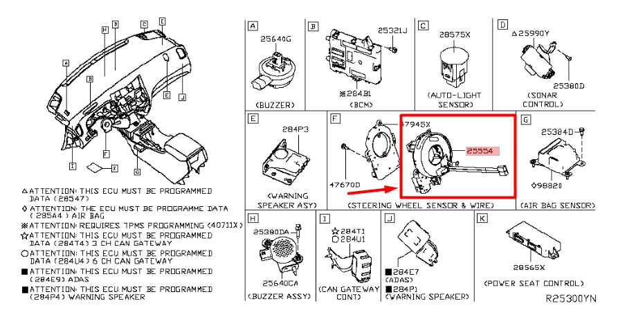 2019-24 Nissan Altima SL Steering Wheel Clock Spring w/ Harness 25554-6CJ2A OEM - Alshned Auto Parts