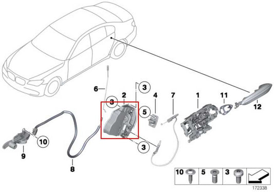 2010-2015 BMW 750Li xDrive Rear Right Side Door Lock Latch Actuator 51227185688 - Alshned Auto Parts