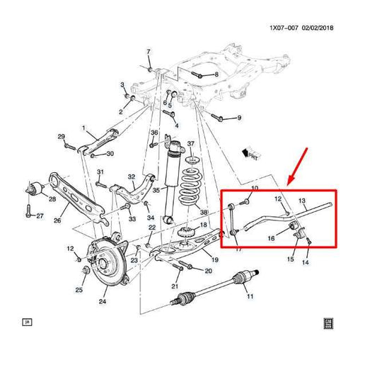 18-24 GMC Terrain Denali AWD Rear Stabilizer Sway Anti-Roll Bar w/ Link 84213411 - Alshned Auto Parts