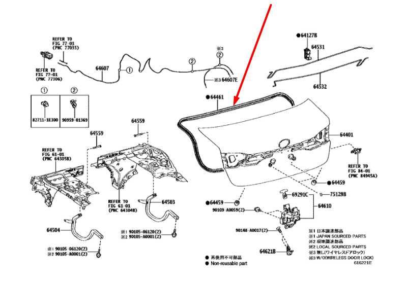 2020-2024 Toyota Corolla LE Rear Trunk Deck Lid Weatherstrip Seal 64461-022901