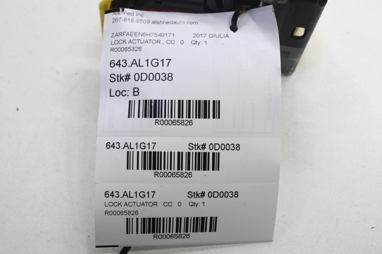 2017-2019 Alfa Romeo Giulia Ti AWD Rear Right Door Lock Latch Actuator 50536548 - Alshned Auto Parts