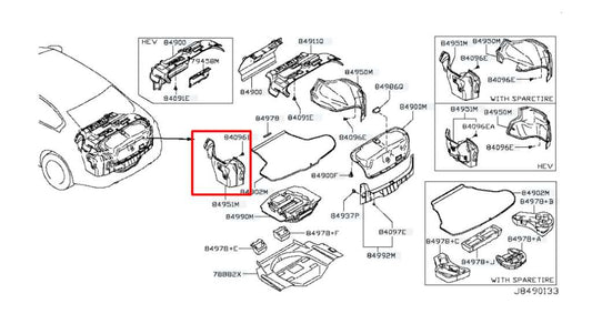 14-23 Infiniti Q50 Luxe Rear Driver Left Side Trunk Luggage Finisher Trim Cover - Alshned Auto Parts