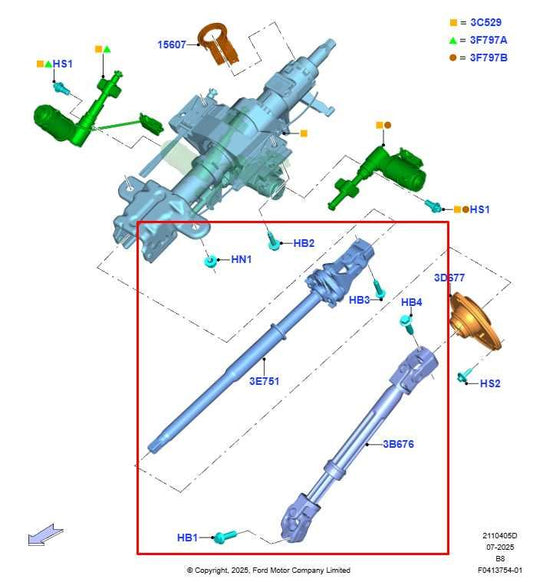 2018-21 Ford Expedition Max XLT 3.5L 4WD Steering Column Intermediate Shaft Set - Alshned Auto Parts