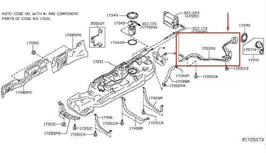 2013-2020 Nissan Pathfinder SV 3.5L Fuel Filler Neck Tube Pipe 17221-3JA1B OEM - Alshned Auto Parts