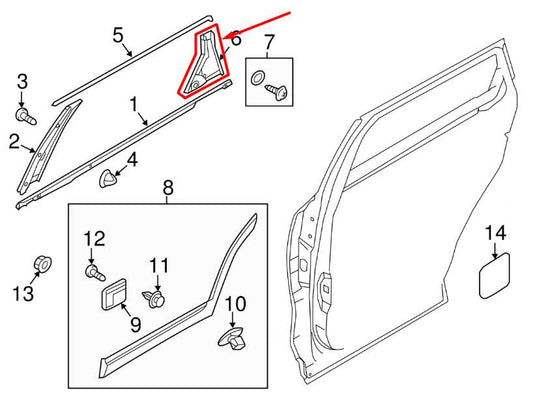 16-20 Kia Sorento LX Rear Left Door Rearward Corner Garnish Molding 83270-C5000 - Alshned Auto Parts