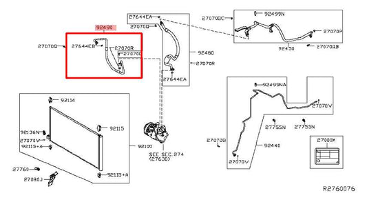 2015-24 Nissan Murano Platinum 3.5L AC Conditioning Pressure Flexible High Hose - Alshned Auto Parts